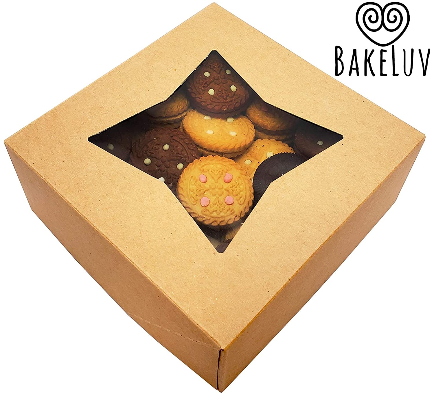 Buy BAKELUV 12 Pack Brown Pastry Boxes with Window 6" x 6" x 2.5" Only 3.50/Pack Cheap