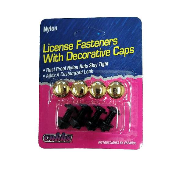 License Plate Fasteners with Decorative Gold Caps H&J Liquidators and