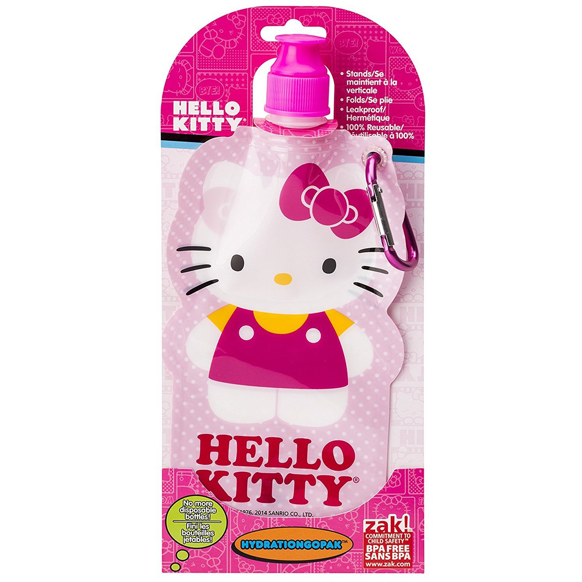 Hello Kitty 16oz Collapsible Kids Water Bottle Zak! H&J Liquidators