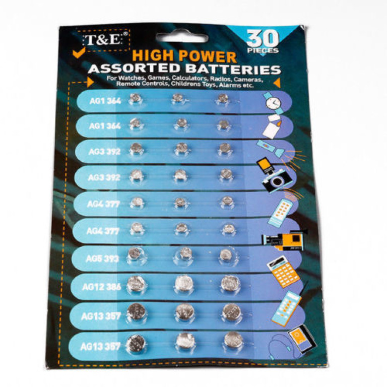 Buy 30Pack Assorted Alkaline Button Cell Batteries Only 2.00/Pack Cheap H&J Liquidators