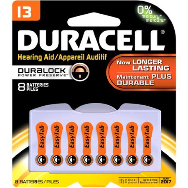 Buy Duracell 1.4 Volt Zinc Air Hearing Aid Batteries Size 13 (8 Pack