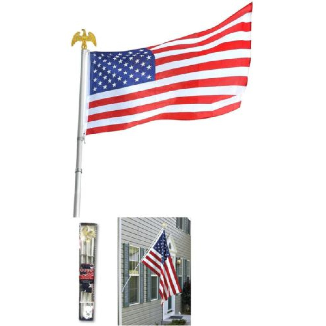 Buy Bulk Lot Price! Deluxe U.S. American Flag Pole Set With Golden