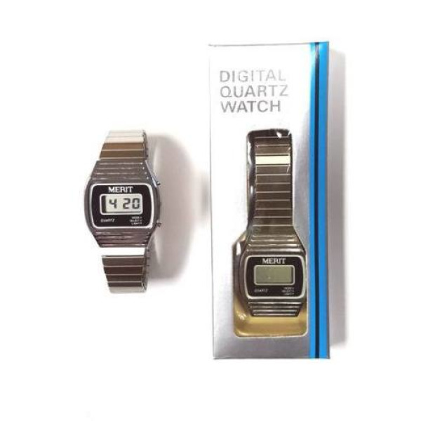 Merit Men S Silver Retro Digital Quartz Watch Needs New Batteries Merit Men S Silver Retro Digital Quartz Watch Needs New Batteries