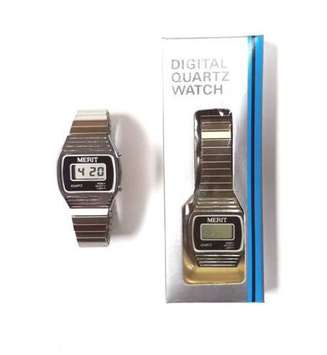 Merit Mens Silver Retro DIGITAL Quartz WATCH - Needs New Batteries