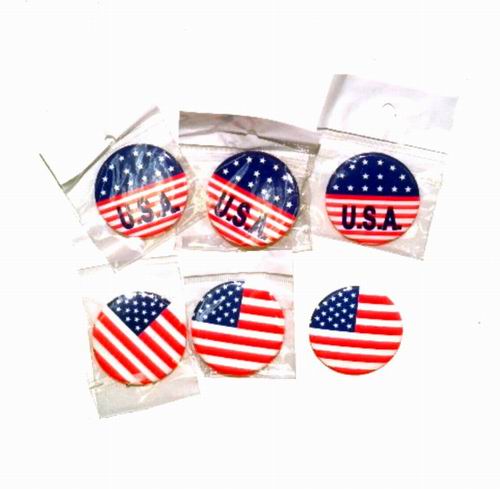 ''Patriotic American Flag Pinback Round Buttons - 1.75'''' Diameter''