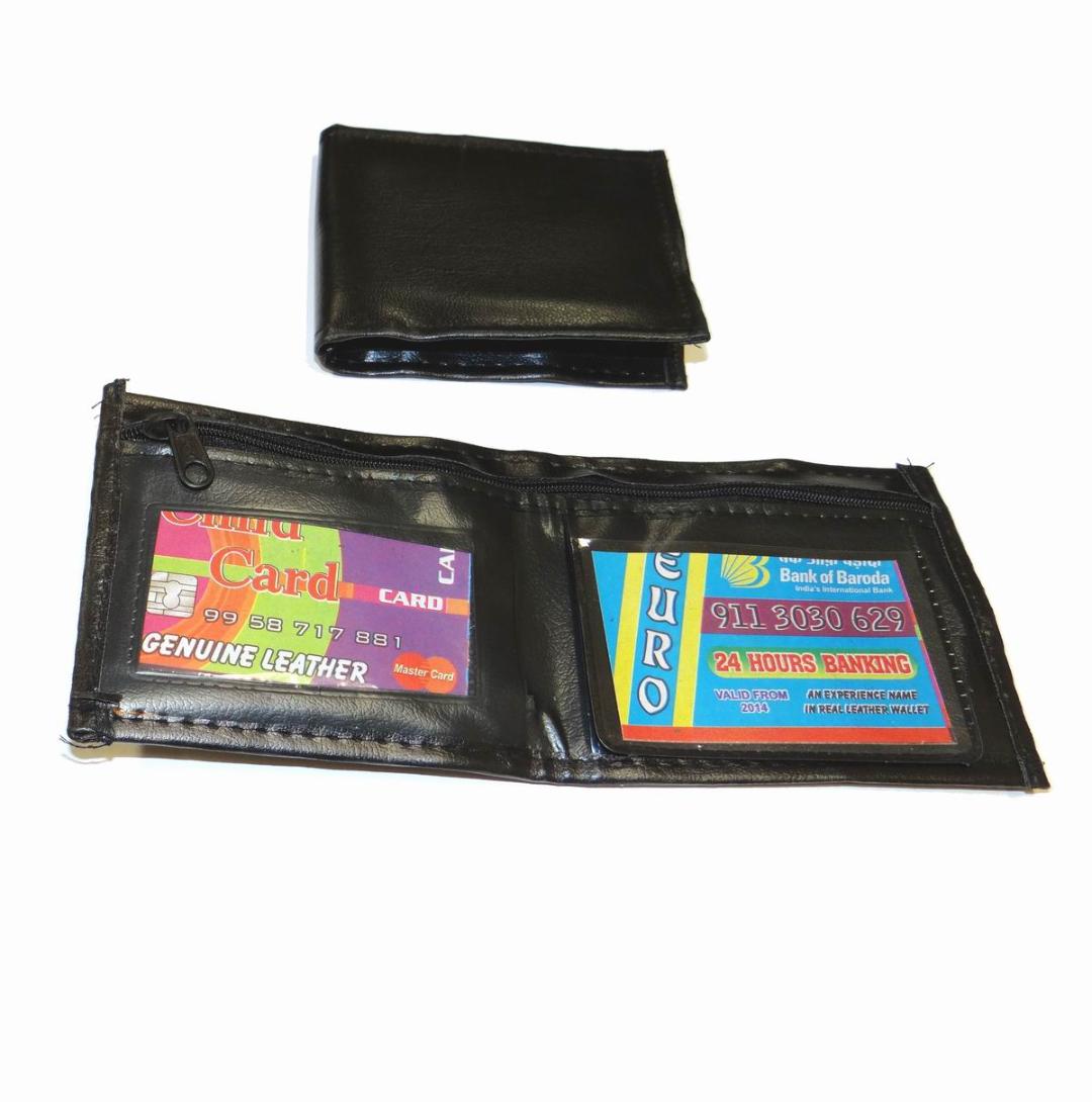 Vinyl Mens Black Bi-fold WALLET with 2 Window ID Holder