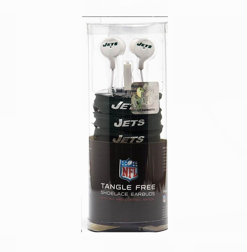 ''iHip Official NFL - NEW YORK JETS - Great Quality Shoelace Style Earbud With Built In Microphone, N