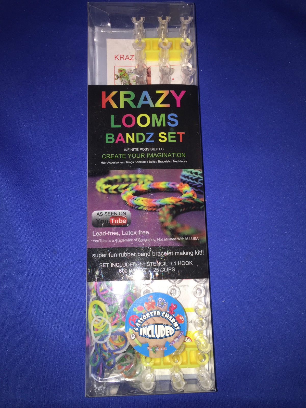 ''KRAZY LOOMS BANDZ SET #7 600 BANDS, 1 HOOK, 1 LOOM S CLIPS AS SEEN ON TV''