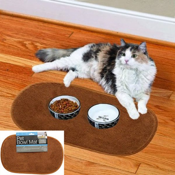 Buy Pet Bowl Microfiber Non Skid Mat (21.5" x 12") Brown Cheap H&J
