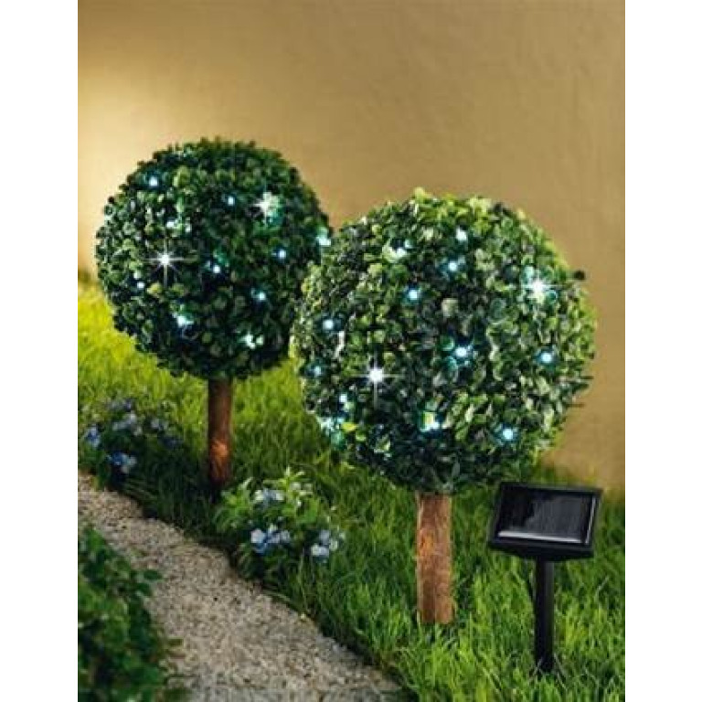 Buy DECORATIVE SOLAR POWERED GARDEN TOPIARY TREES SET OF 2 Only 12