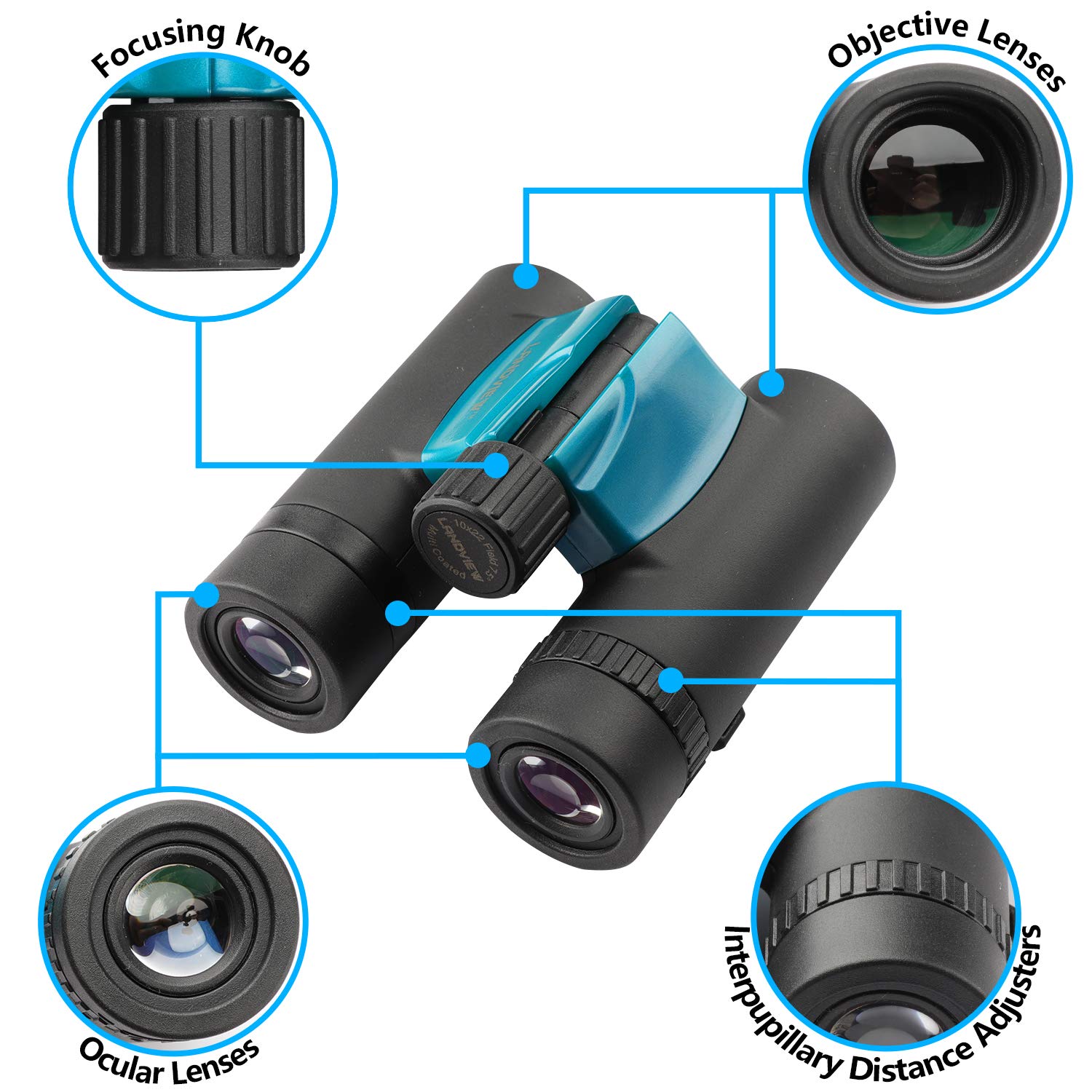 Buy Compact Powerful Waterproof Binoculars 10x Magnification Blue