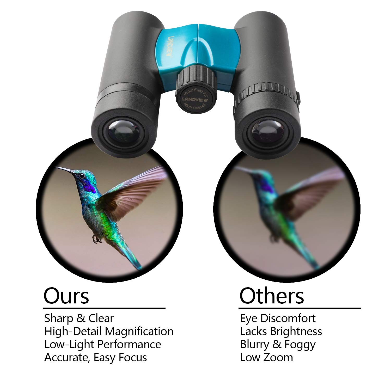 Buy Compact Powerful Waterproof Binoculars 10x Magnification Blue