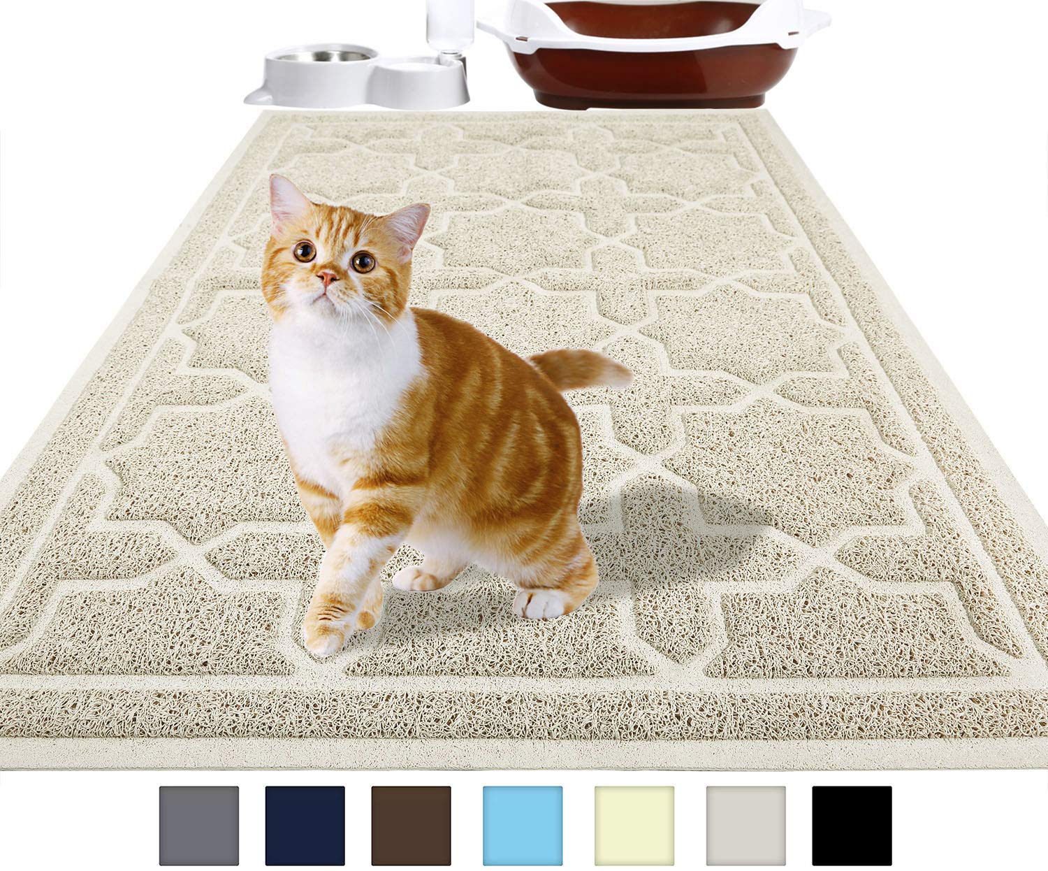 Buy Luxy Cat Durable Cat Litter Mat, 35.4 x 23.6 Inches Tan Cheap