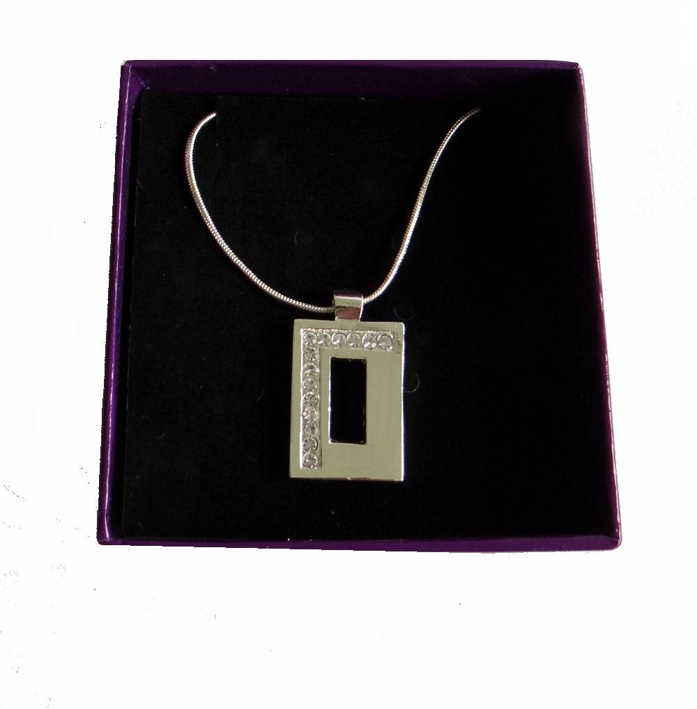 Cherrydale Farms - Silver Rectangular NECKLACE with Rhinestones - Item #4569