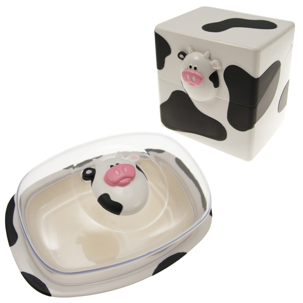 Buy Joie Moo Moo Cow Covered Butter Dish & Cheese Slices Container Cheap H&J Liquidators and