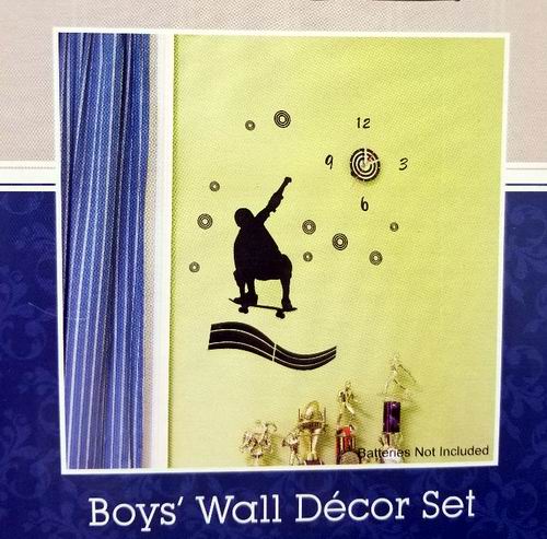 Wall Clock Home Decor DIY Boys Room SKATEBOARD Design