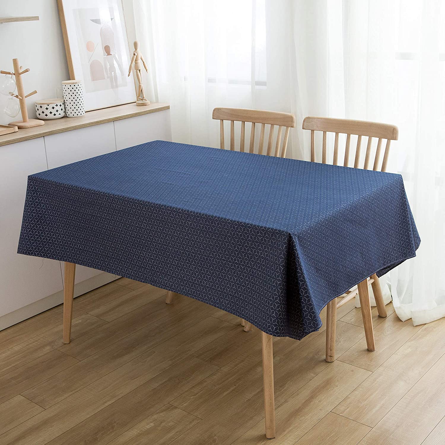 Buy NorthShore Linen Cotton Blue Table Cloth (60″ x 84″) Cheap H&J