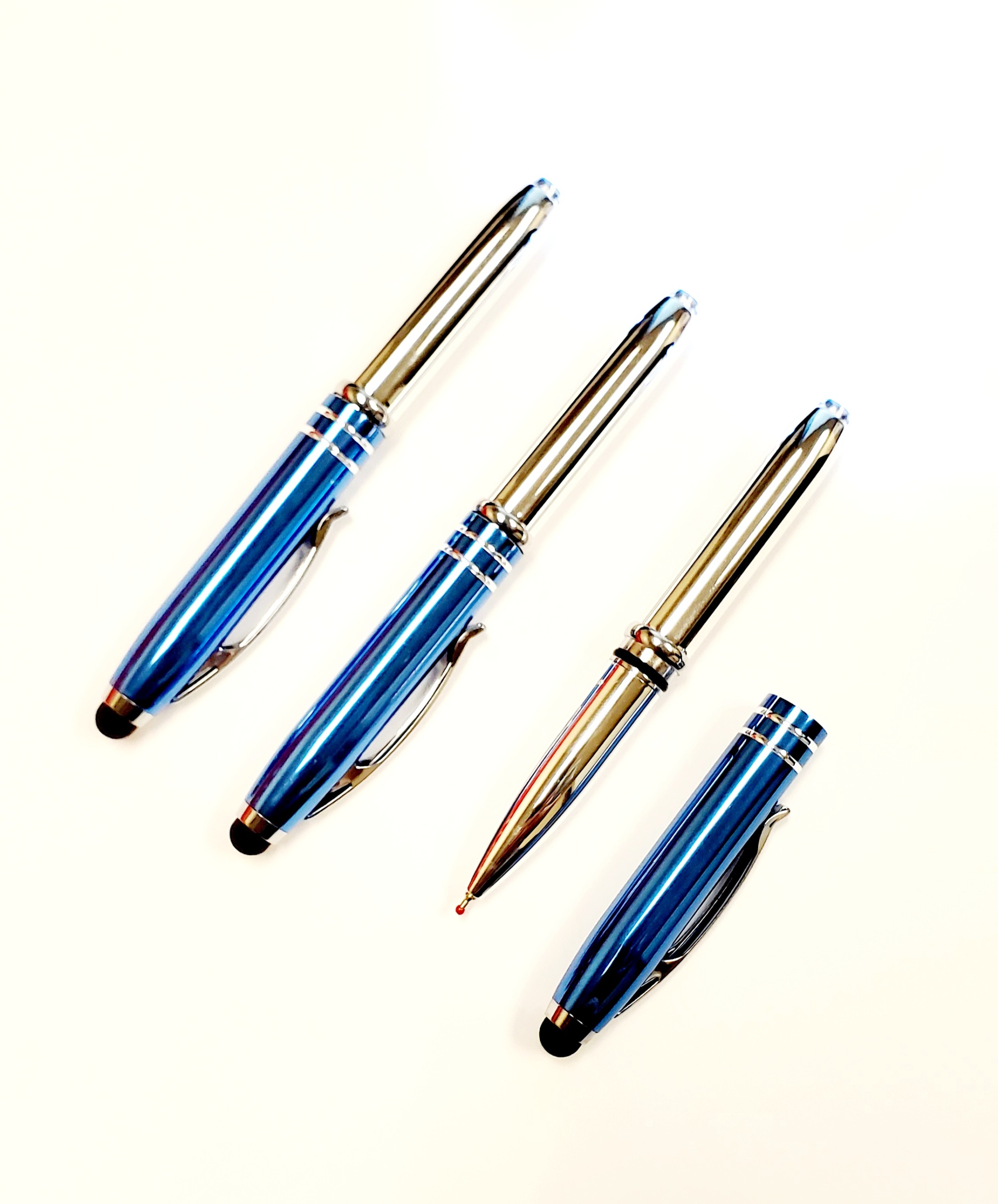 Buy Classic Blue Sky Stylus Metal Pens w/ LED Flashlight Cheap H&J