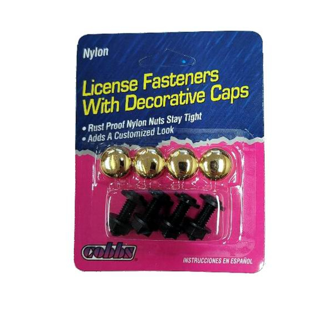 Buy License Plate Fasteners with Decorative Gold Caps Cheap H&J