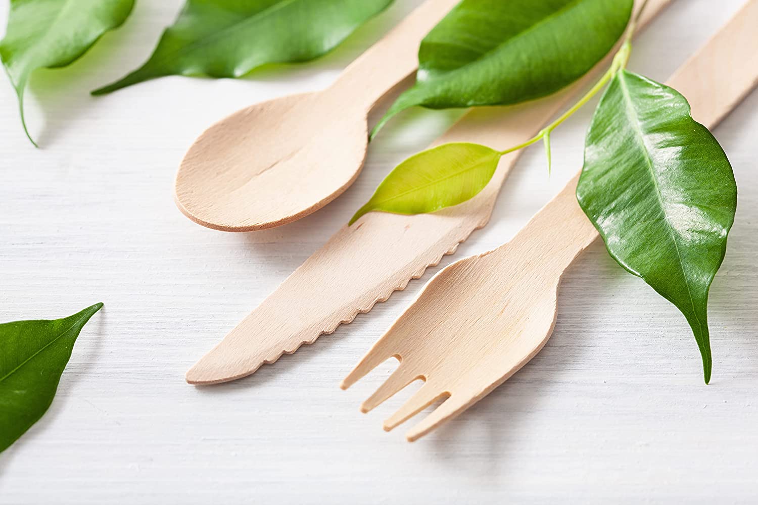 Buy RASU Compostable Wooden Utensils Set (360 Pcs) 150 Forks, 100 Knives, 50 Spoons and 20