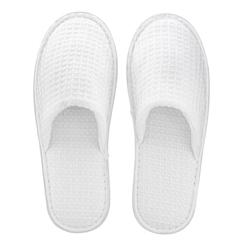 Buy Disposable Waffle Closed Toe White Spa Slippers One Size Fits Most Cheap H&J Liquidators