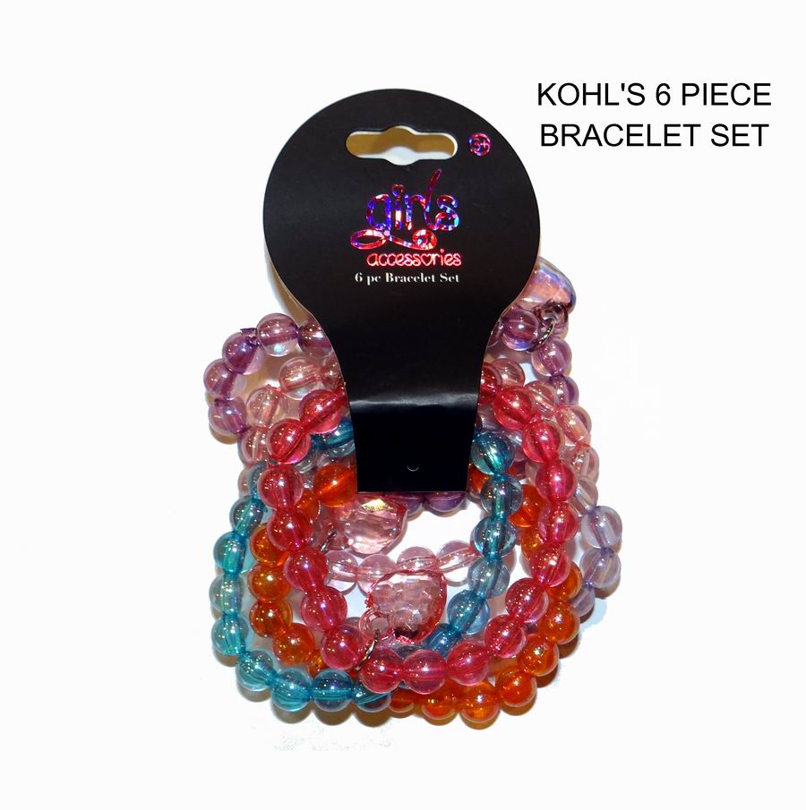 Buy Kohl's Girls 6 Piece Beaded Stretch Bracelets with Heart Charms