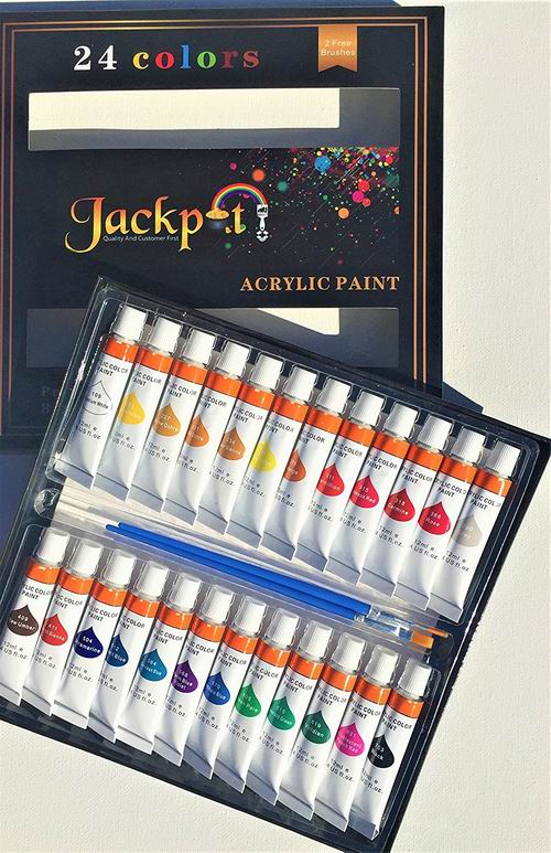 Buy Jackpot! Craft Acrylic Paint Set (24 Paint Colors) with 2 Brushes