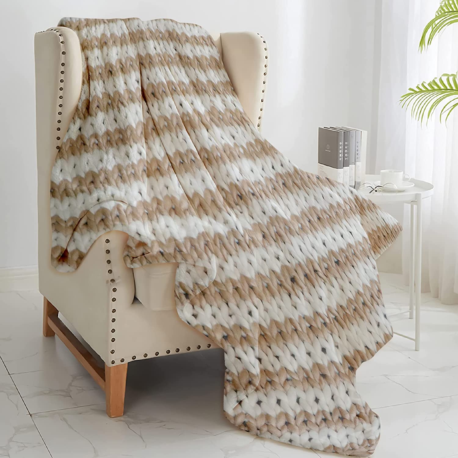 AntiFade Anti Pilling Acrylic Faux Wool Throw Blanket 50 X 60 Inch