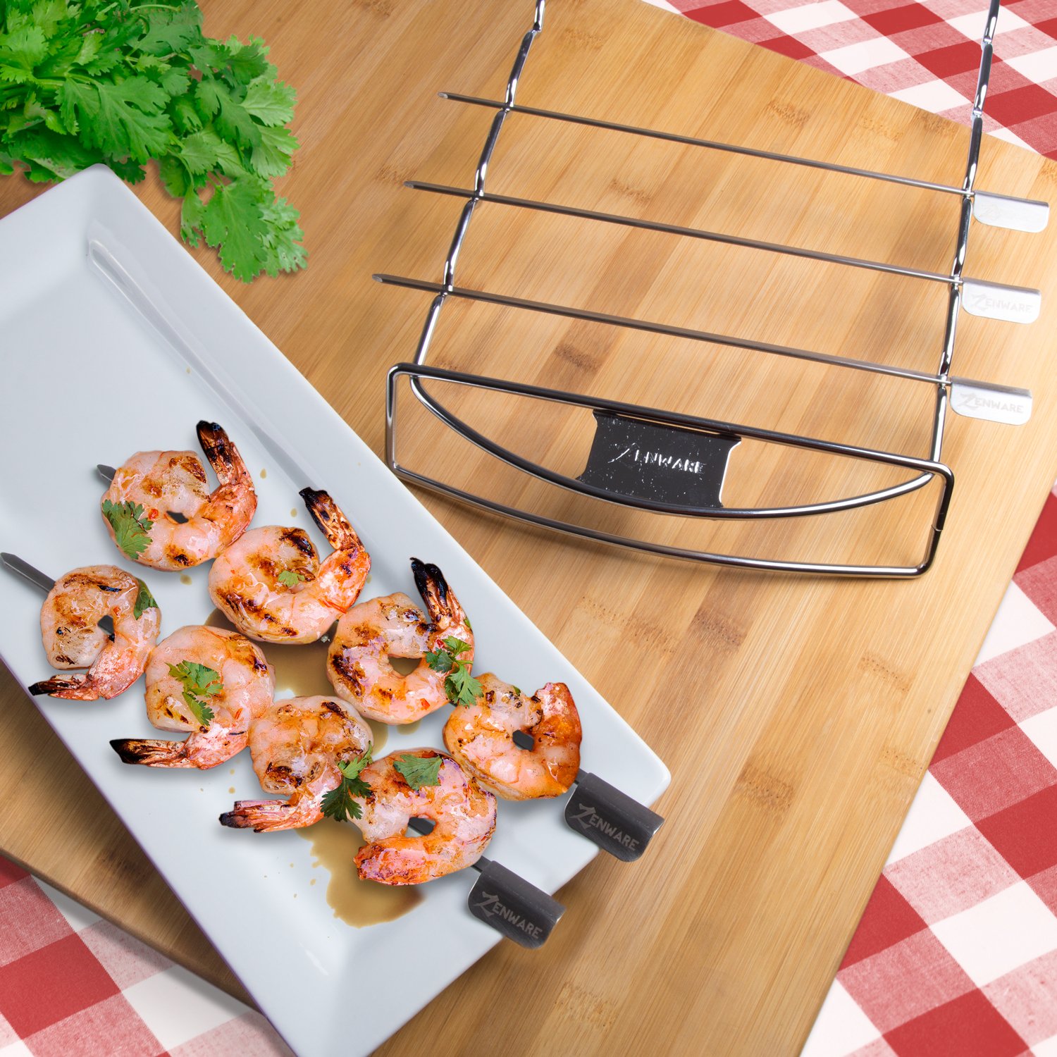 Buy Zenware Stainless Steel Barbecue Kabob Skewers and Rack Set for BBQ