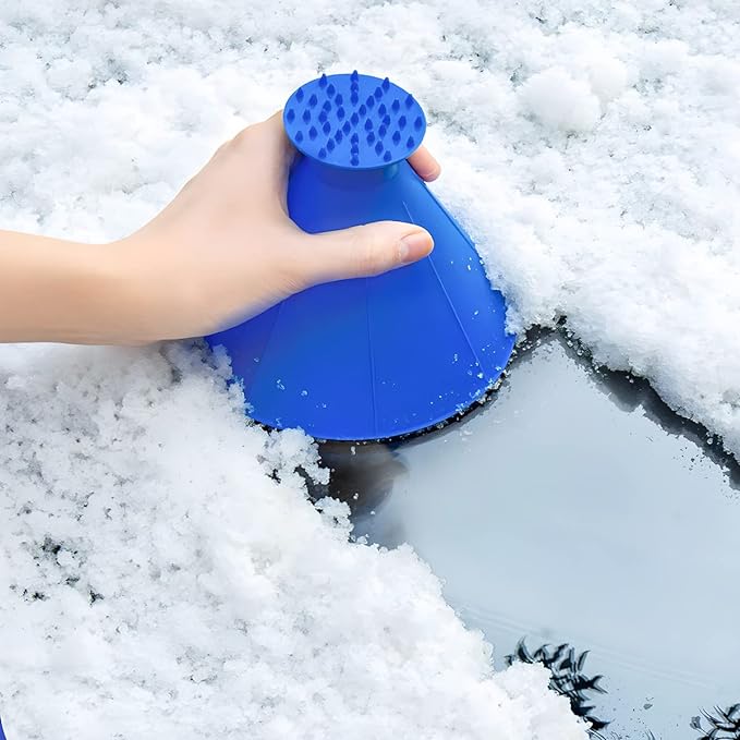 This Ingenious Cone-Shaped Ice Scraper Makes Windshield Scraping