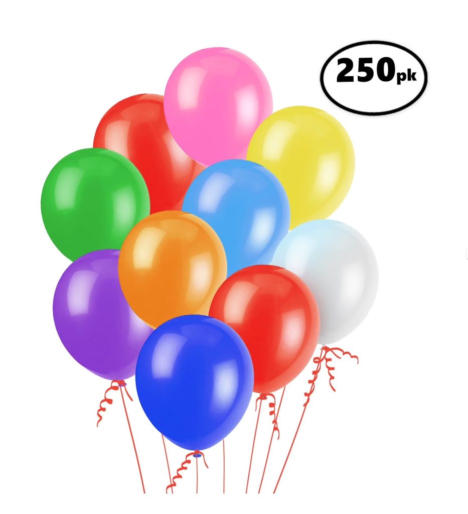 DG Sports 12″ Assorted Colors Balloons – 250 Count Pack – Latex – Item ...