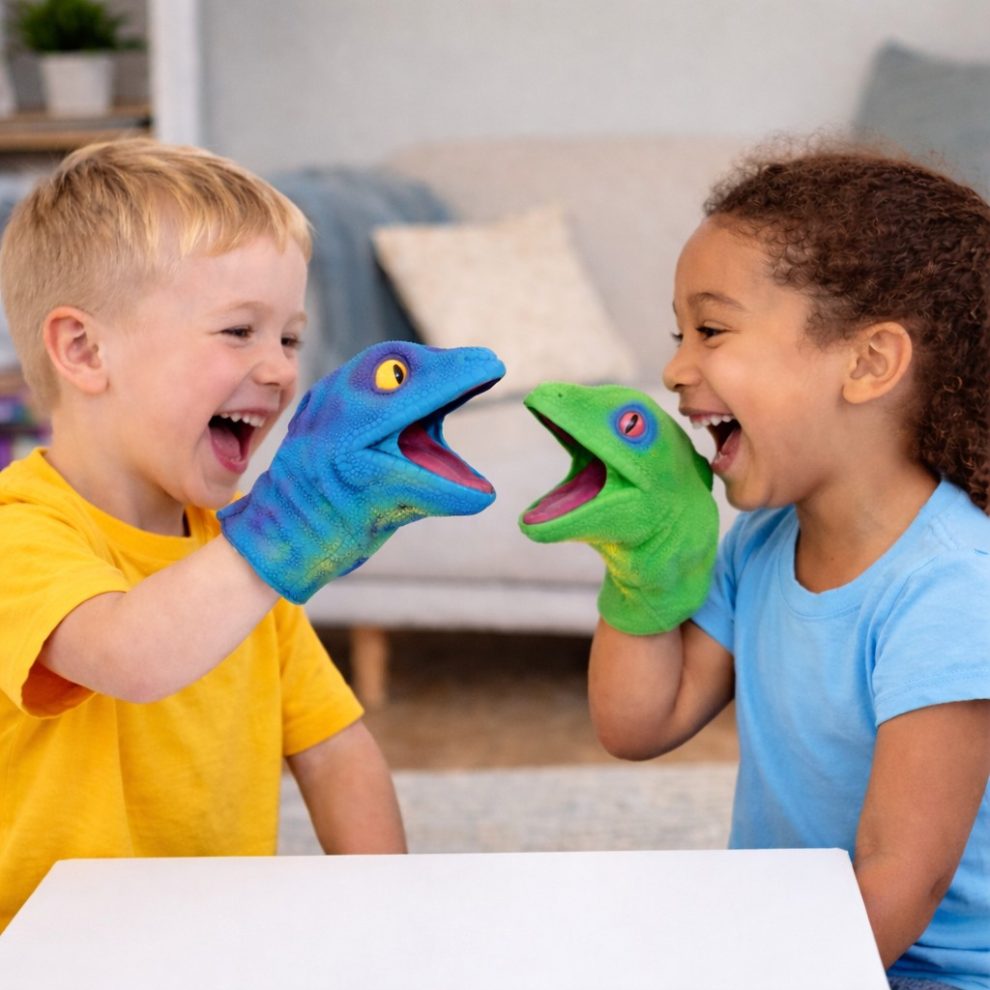 Lizard Stretchy Hand Puppet – Movable Mouth for Kids’ Play – Assorted ...