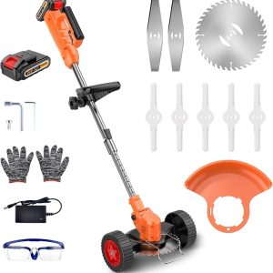 Cordless Lawn Trimmer Weed Wacker - 2 Li-Ion 2.0Ah Batteries - 3 Cutting Blade Types - Item #9278