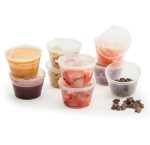 110 Pack Leak Proof Condiment Freezer/Fridge Storage Containers with Hinged Lids - 3 oz. - Item #9388