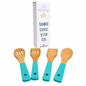 Tovla Jr. Kids Bamboo Utensil Set – 4 Piece Eco-Friendly Cooking Set - Item #9343