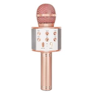 Wireless Bluetooth Karaoke Microphone - Mic Speaker Player Recorder - Rose Gold - Item #9323