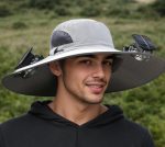 Hat with Solar Power Fans - Unisex - 2 Solar Fans - Solar or USB-C Charging - Gray (03B) - Item #9309