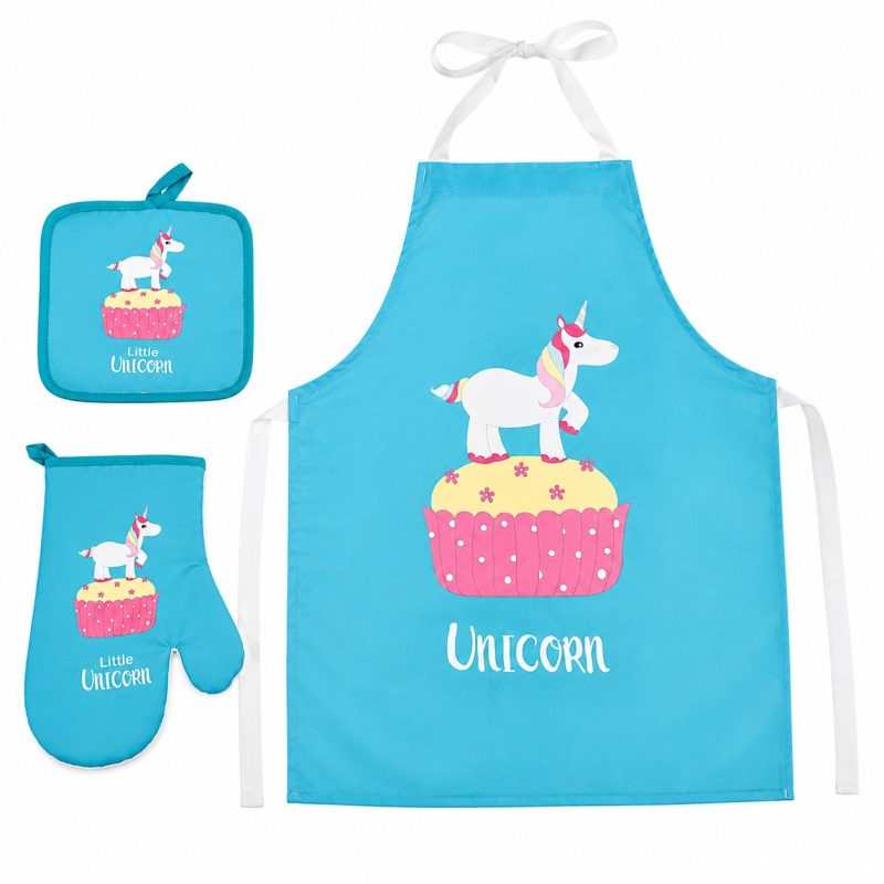 Tovla Jr. Kids' Unicorn Apron, Oven Mitt & Pot Holder Set - Item #9342