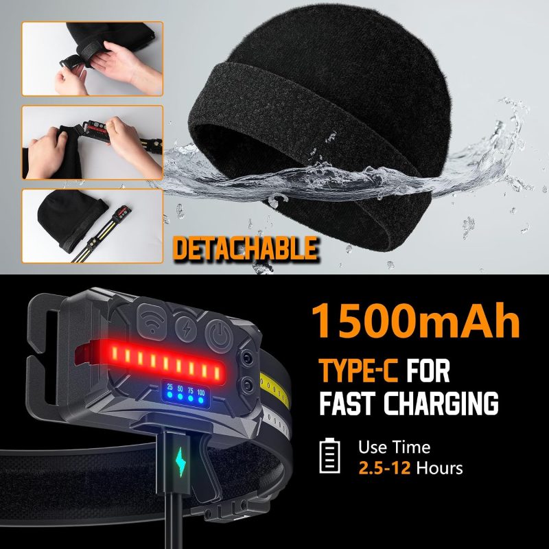 9bdf1284 455b 450c B7ca 35547a939e05 Rechargeable Headlamp Beanie 1200 Lumens 260 Wide Beam 11 Li 6 2.jpg