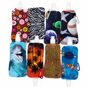 Assorted 16 oz Pocket Bottles - Foldable Water Bottle with Carabiner - Item #9305