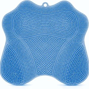 Dual-Sided Silicone Shower Foot Scrubber Mat - For Deep Cleaning & Exfoliation - Blue - Item #9003