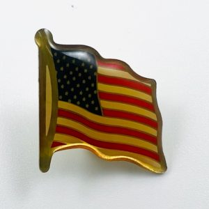 Beautiful Gold-Toned Waving American Flag Lapel Pin