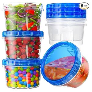 6 Pack - 17 oz Freezer Storage Containers with Twist Top Lids, BPA Free - Microwave and Dishwasher Safe - Item #9429