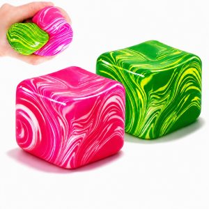 Large 2 Inch Marbleized Square Squishies – Stress Relief – Assorted 2 Colors - Item #9580