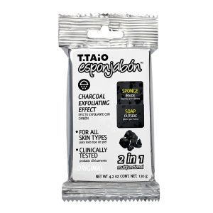 T.Taio Esponjabon - 2 in 1 Sponge and Soap - Charcoal - Item #9488