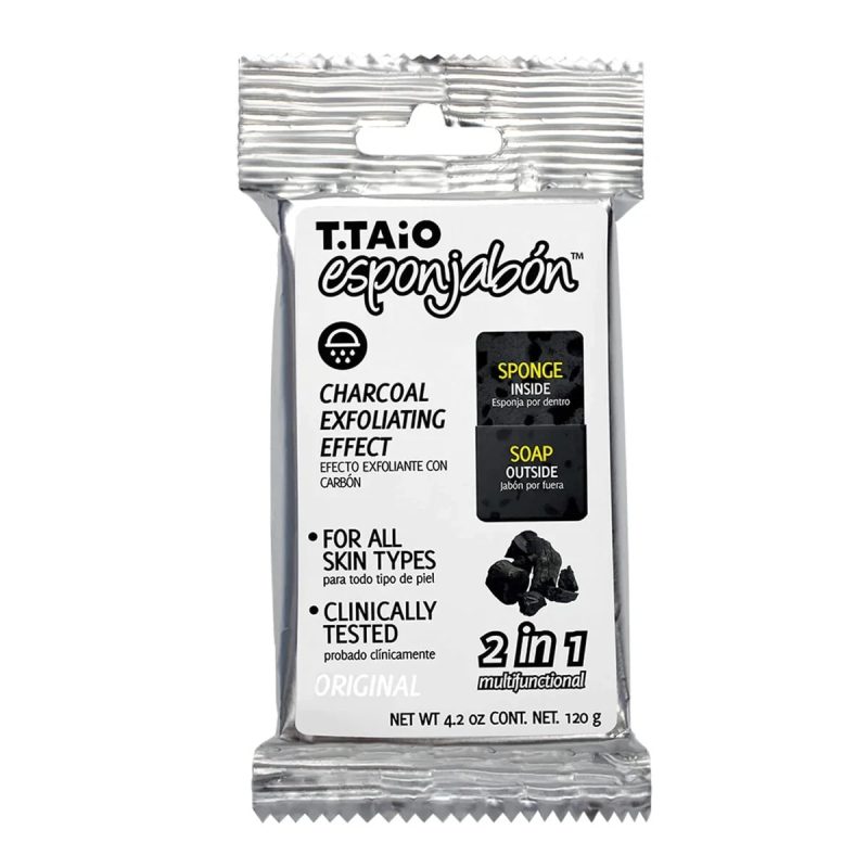 T.Taio Esponjabon - 2 in 1 Sponge and Soap - Charcoal - Item #9488