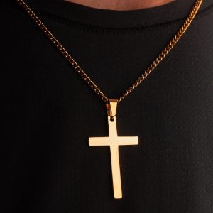 3922827e Fe2c 4730 A7ae E6b7c34b474a Large Gold Cross 2 1 4 X 1 1 2 20 Chain Gold Plated Item 943 2 2.jpg
