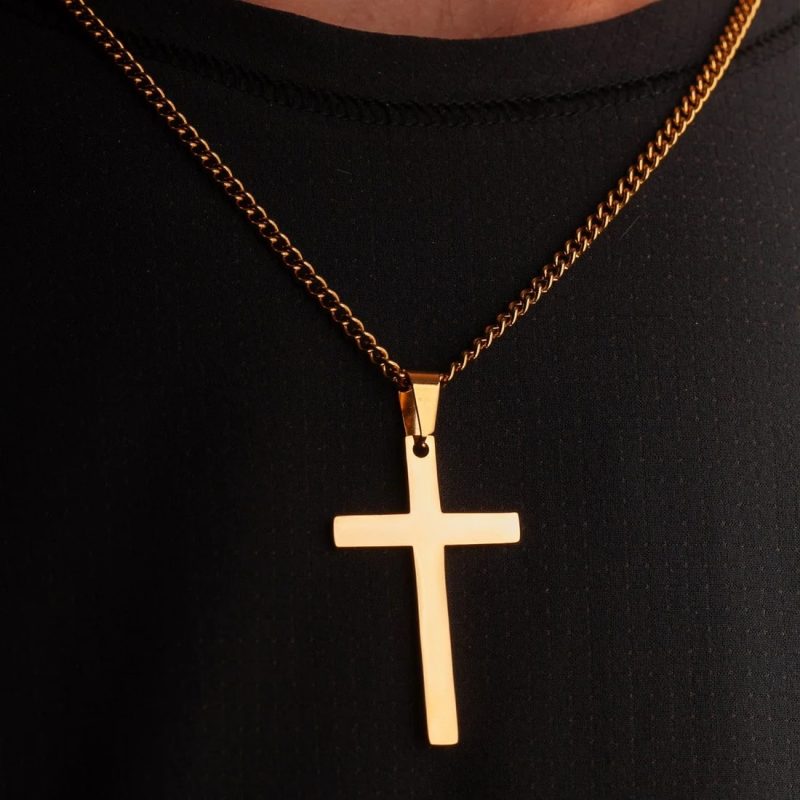 3922827e Fe2c 4730 A7ae E6b7c34b474a Large Gold Cross 2 1 4 X 1 1 2 20 Chain Gold Plated Item 943 2 2.jpg