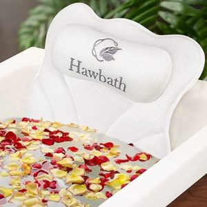 Hawbath Ultra-Soft Bath Pillow Neck and Back Support with 6 Suction Cups - Item #9457
