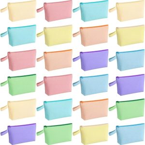 Multifunctional Canvas Zippered Pouches - 10.2 x 5.5 x 2 Inch - Assorted Colors - Item #9577